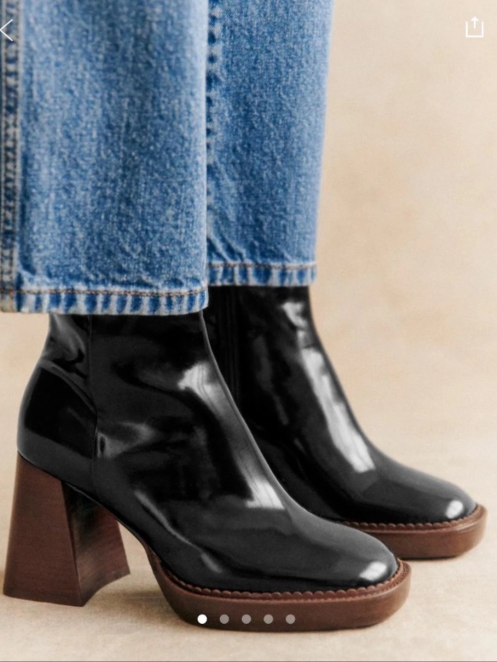 Sezane Kaia High Ankle Boots - Glossy Black